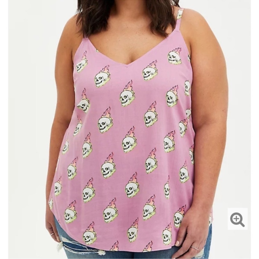NWT Torrid Ava Skull Flames Linen Cami Sz 1X